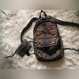 Victoria secret leopard print backpack and matching wallet